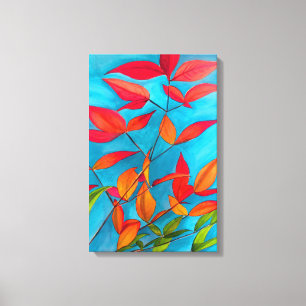 Toile Orange feuille Automne art original aquarelle