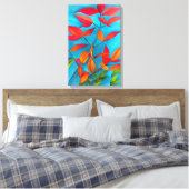Toile Orange feuille Automne art original aquarelle (Insitu(Chambre))