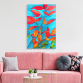 Toile Orange feuille Automne art original aquarelle (Insitu(Salon))