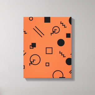 Toile Orange, fun, trendy, geometric Memphis graphic