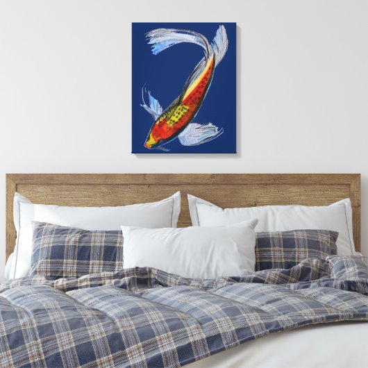 Toile Orange Koi japonais carpe poisson aquarelle art (Insitu(Chambre))