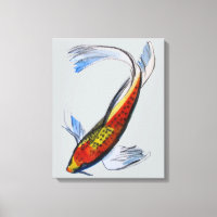 Orange Koi japonais carpe poisson aquarelle art