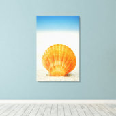 Toile Orange Scallop Shell Standing Upright In Sand (Insitu (Plancher de Bois))