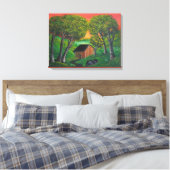 Toile Orange Trapper Shack Wood Forest Paysage (Insitu(Chambre))