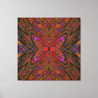 Orange Trippy Abstrait et papillon Magenta