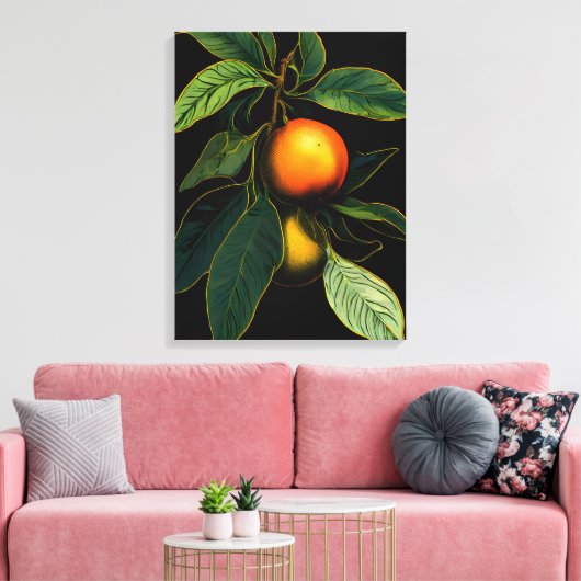 Toile Oranges frappantes sur un Arrière - plan noir (Insitu(Salon))