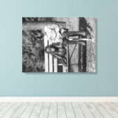 Toile Orangutan et garçon dans le zoo national (Insitu (Plancher de Bois))