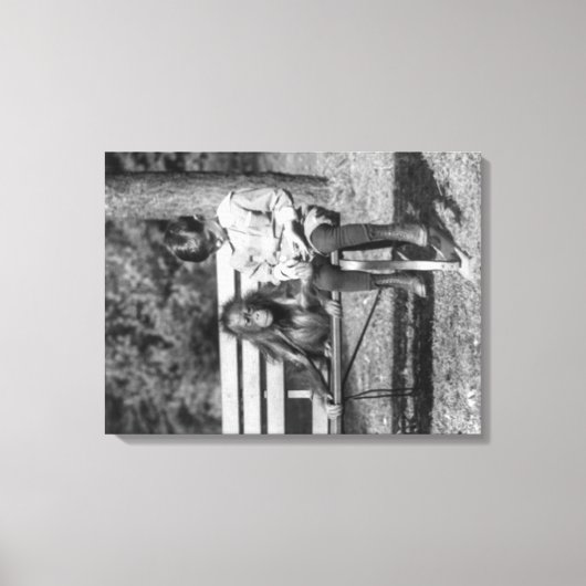 Toile Orangutan et garçon dans le zoo national (Recto)