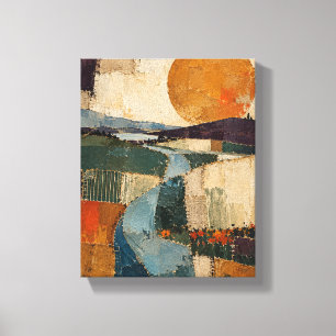 Toile Orbite ocre sur champs raccommodés Abstrait text