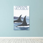 Toile Orca Whales #1 - Cordova, Alaska (Insitu (Plancher de Bois))