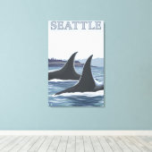 Toile Orca Whales #1 - Seattle, Washington (Insitu (Plancher de Bois))