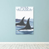 Toile Orca Whales #1 - Sitka, Alaska (Insitu (Plancher de Bois))