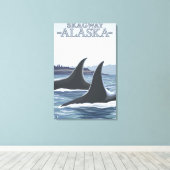 Toile Orca Whales #1 - Skagway, Alaska (Insitu (Plancher de Bois))
