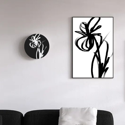 Toile Orchidée Blanc : Abstrait blanc et noir