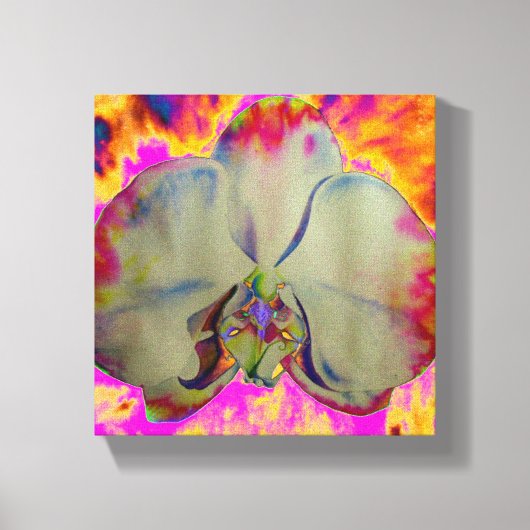 Toile Orchidée de feu, abstraite aquarelle vive florale (Recto)