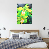 Toile Orchidée fleurs vert et jaune art (Insitu(Chambre))