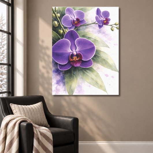 Toile Orchidée pourpre botanique
