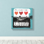 Toile Ordinateur de bureau vintage - Machine à écrire (Insitu (Plancher de Bois))