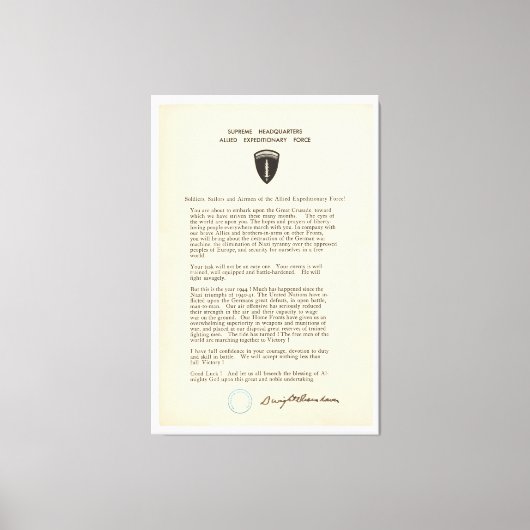 Toile Ordre du jour de Dwight D. Eisenhower (1944) (Recto)