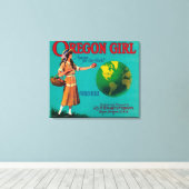 Toile Oregon Girl Apple Crate LabelElgin, OU (Insitu (Plancher de Bois))