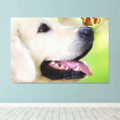 Toile Oreiller À Lancer Du Labrador Et Du Papillon (Insitu (Plancher de Bois))