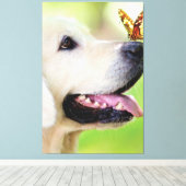 Toile Oreiller À Lancer Du Labrador Et Du Papillon (Insitu (Plancher de Bois))