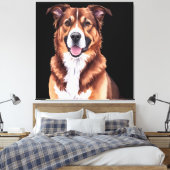 Toile Oreiller à portrait de chien personnalisé – Illust (Insitu(Chambre))