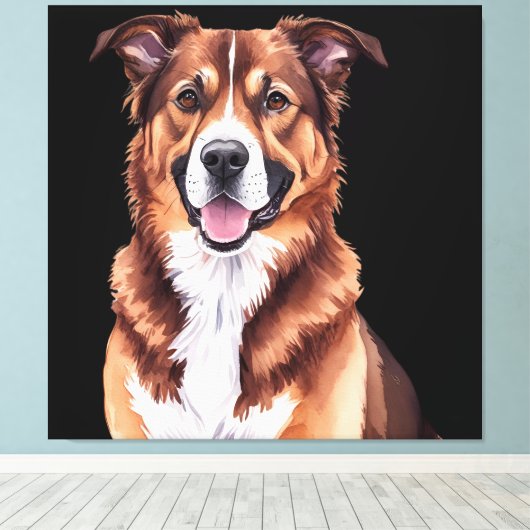 Toile Oreiller à portrait de chien personnalisé – Illust (Insitu (Plancher de Bois))