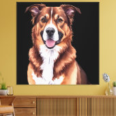 Toile Oreiller à portrait de chien personnalisé – Illust (Insitu(Salon))