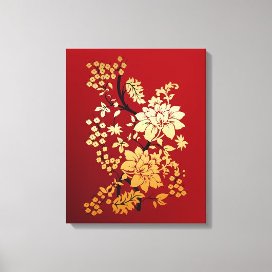 Toile Oriental Golden Flowers (Recto)