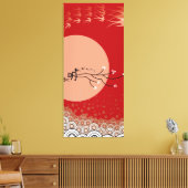 Toile Oriental Lune Lumineuse Hirondelles Oiseaux Zen Ar (Insitu(Salon))