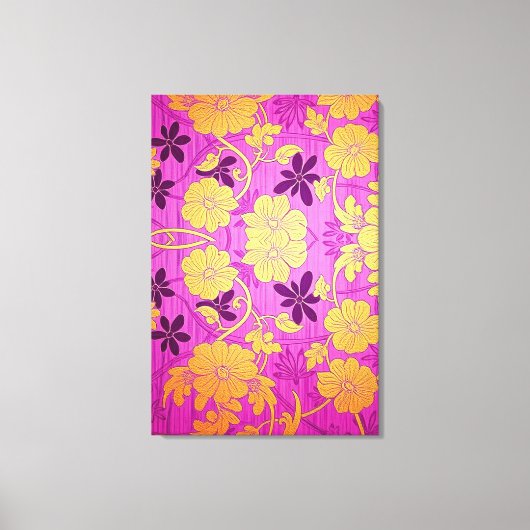 Toile ORIENTAL Pink Golden Pattern - Wrapped Canvas (Recto)