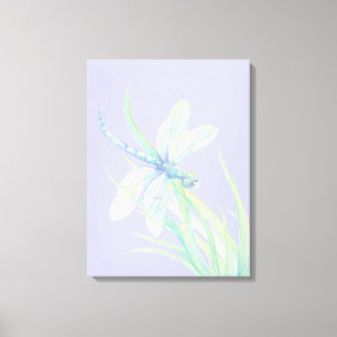 Toile Originale aquarelle Blue Green Dragonfly
