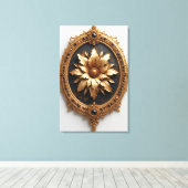 Toile Ornate Gold Frame With Large Metallic Flower Medal (Insitu (Plancher de Bois))