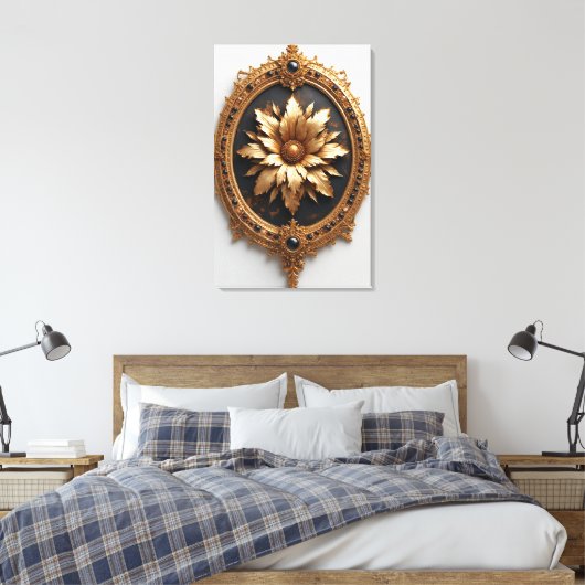 Toile Ornate Gold Frame With Large Metallic Flower Medal (Insitu(Chambre))