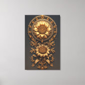 Toile Ornate Gold Frame With Large Metallic Flower Medal (Recto)