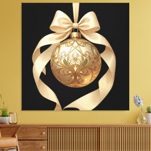 Toile Ornement de Noël élégant beige et marron