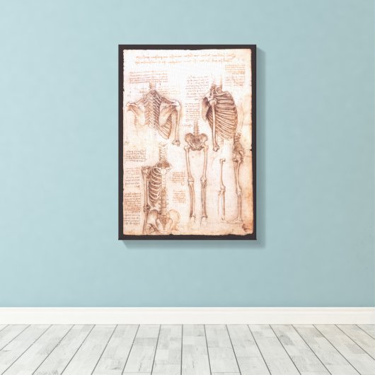 Toile Os de squelette de Léonard de Vinci, anatomie huma (Insitu (Plancher de Bois))