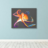 Toile Otopus vie marine aquarelle art (Insitu (Plancher de Bois))