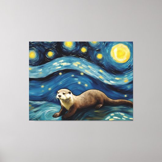 Toile Otter dans la mer de nuit étoilée (Recto)
