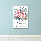 Toile Où réside l'amour : Citation florale délicate (Insitu (Plancher de Bois))