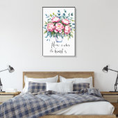 Toile Où réside l'amour : Citation florale délicate (Insitu(Chambre))