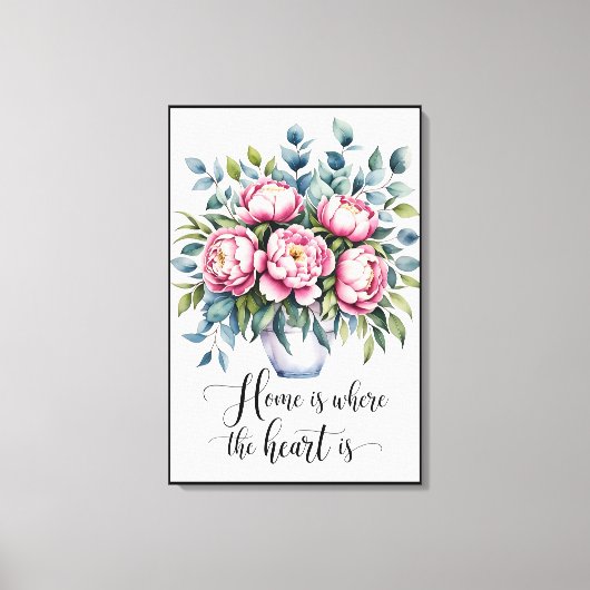 Toile Où réside l'amour : Citation florale délicate (Recto)