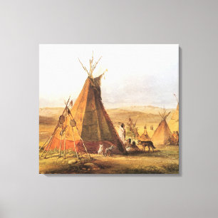 Toile Ouest d'Amérique vintage, Teepees on Plain par Bod