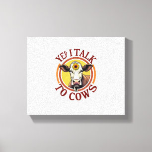 Toile Oui Je Parle Aux Vaches Drôle Vintage Producteur V
