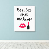 Toile Oui, mais premier maquillage | Phrase mignonne (Insitu (Plancher de Bois))