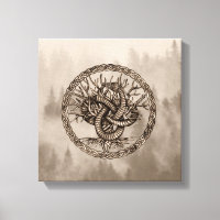 Ouroboros noeud celtique avec arbre de vie Sepia