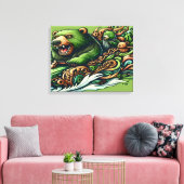 Toile Ours Animés conduisant une voiture verte dans une (Insitu(Salon))