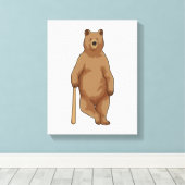 Toile Ours au baseball avec batte de baseball (Insitu (Plancher de Bois))