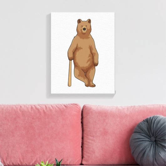 Toile Ours au baseball avec batte de baseball (Insitu(Salon))